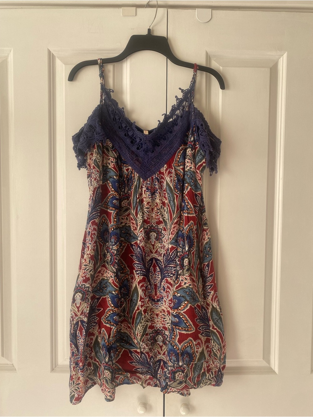 Xhilaration Crochet Trim Paisley Off Shoulder Dress